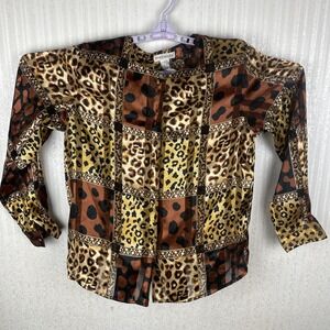 Martinique Women's Blouse Shirt Career Cheetah Print Dressy Top Size 10